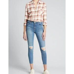New L'AGENCE Size 27 MARGOT JEAN High Rise Skinny Distressed Blue MSRP $265